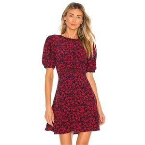 Revolve FAITHFULL THE BRAND Sidonie Mini Dress - Uma Floral Red Roses Black - S